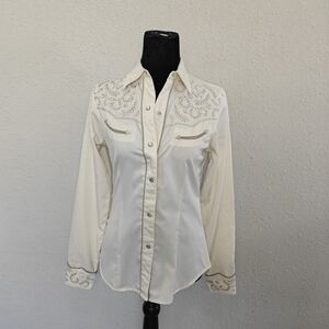 Roper Cream Embroidered Button Down Shirt
